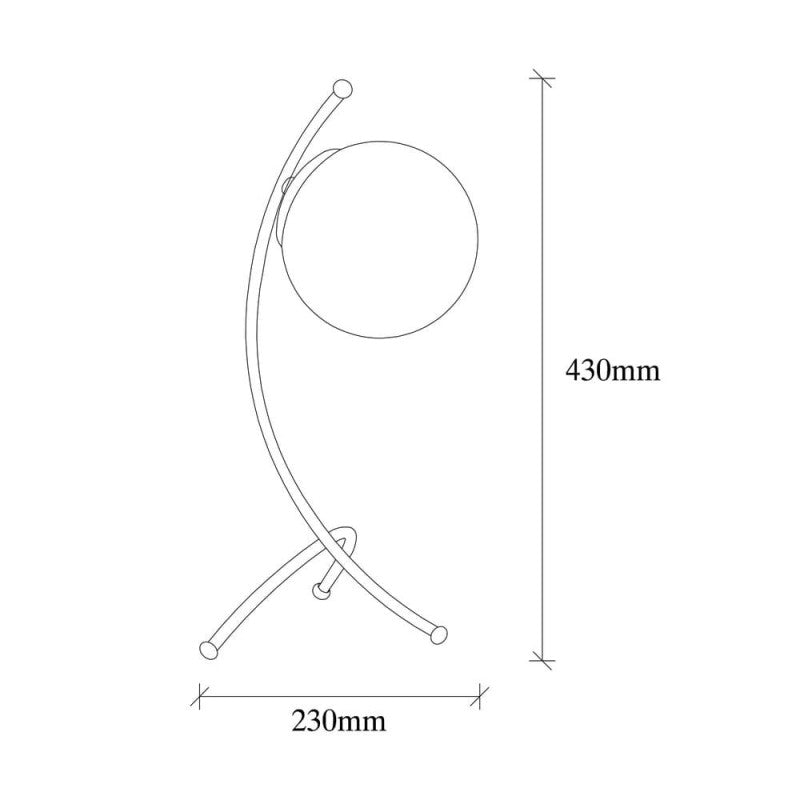 Designer-Glas-Globus-Tischlampe mit einzigartigem Standfuß