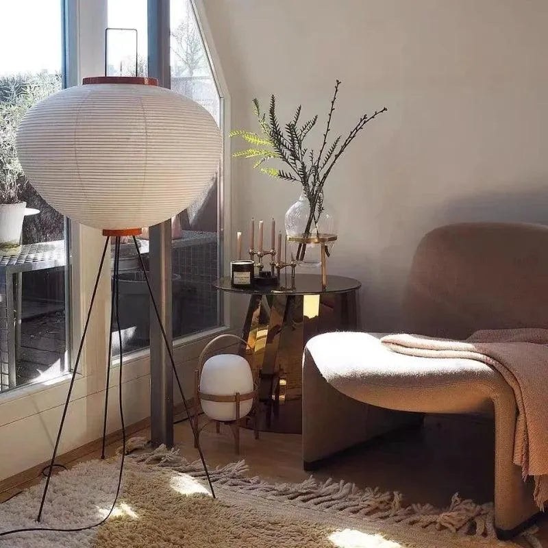 Moderne japanische Stativ hohe Stehlampe │ Minimalistische Vintage Stehlampe
