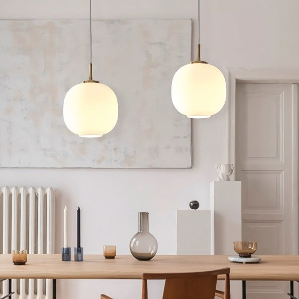 Garduru Skandinavische Opalglas-Pendelleuchte mit Radius