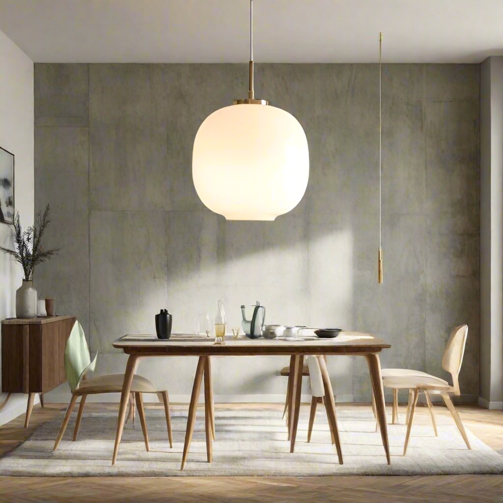 Garduru Skandinavische Opalglas-Pendelleuchte mit Radius