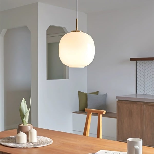 Garduru Skandinavische Opalglas-Pendelleuchte mit Radius