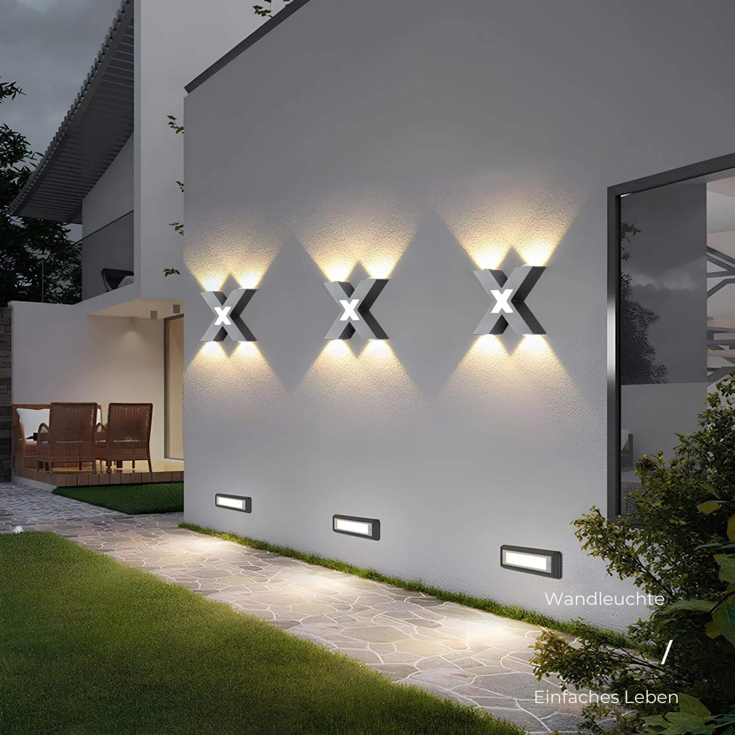 Garduru Kreuz-Wandlampe für den Außenbereich – Wetterfest und Modern