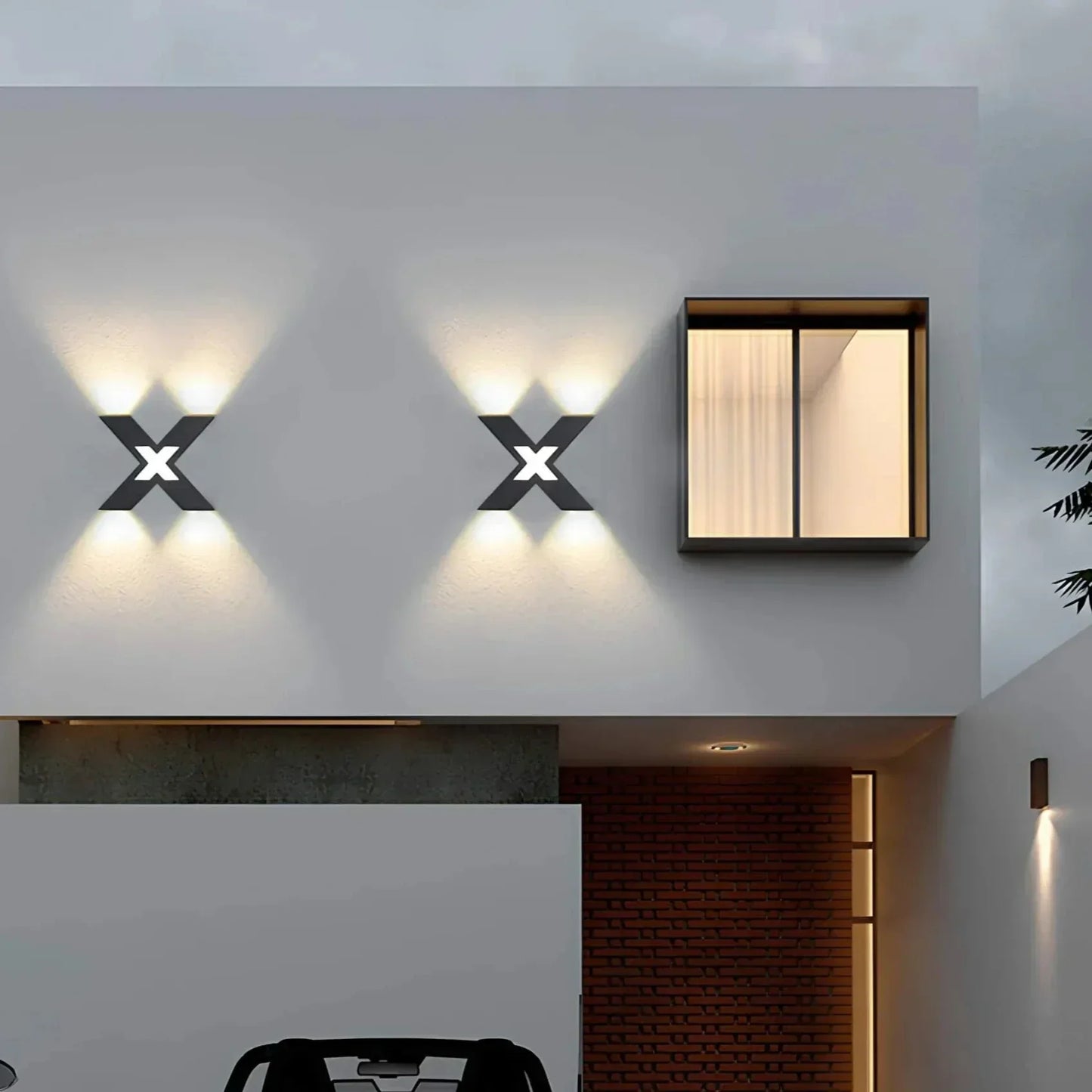 Garduru X-förmige Außen-Wandlampe – Stilvolle, blendfreie Beleuchtung