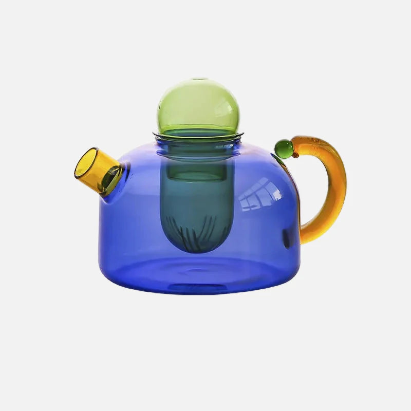 Teekanne und Tasse aus Glas „Color Bloom“