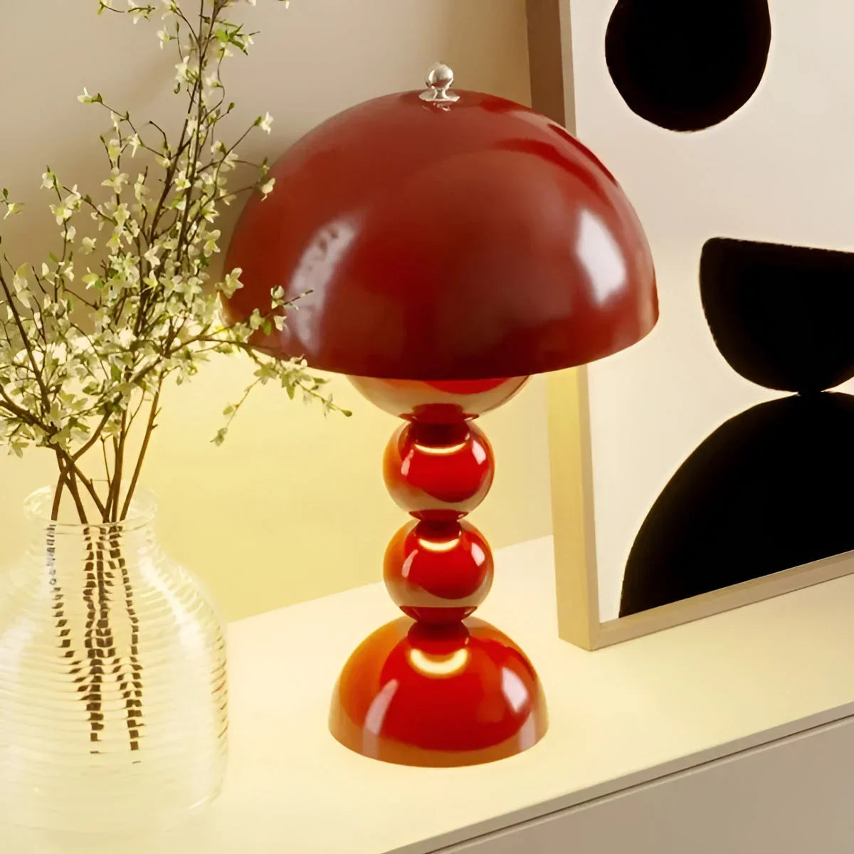 Moderne geometrische Tischlampe - Stilvolles skandinavisches Design mit buntem Fuß