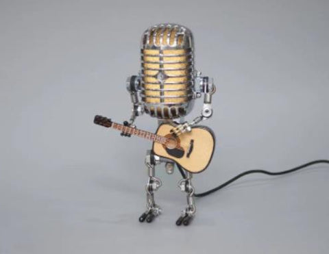 Royaleva Vintage Metall Mikrofon Roboter Mit Gitarre Lampe