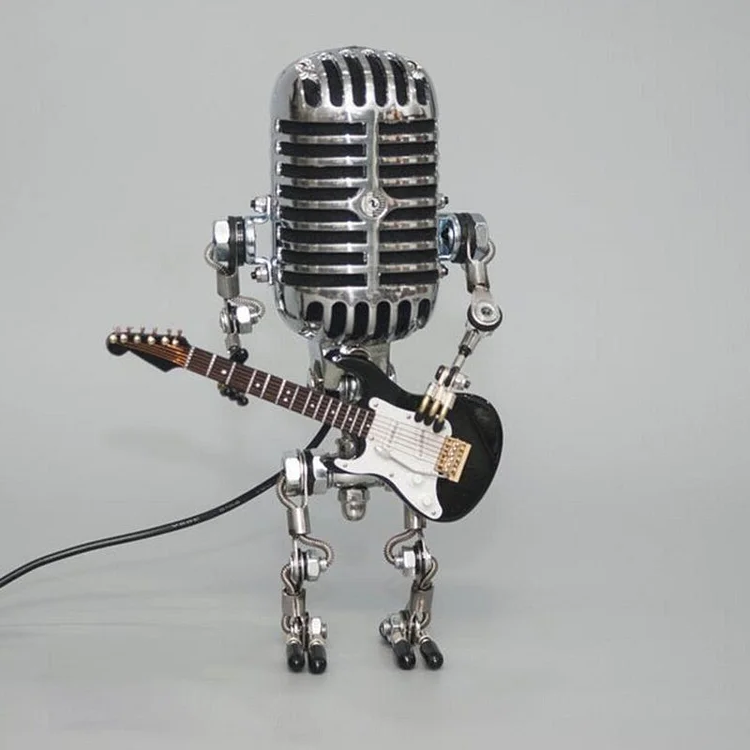 Royaleva Vintage Metall Mikrofon Roboter Mit Gitarre Lampe