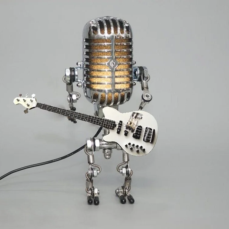 Royaleva Vintage Metall Mikrofon Roboter Mit Gitarre Lampe