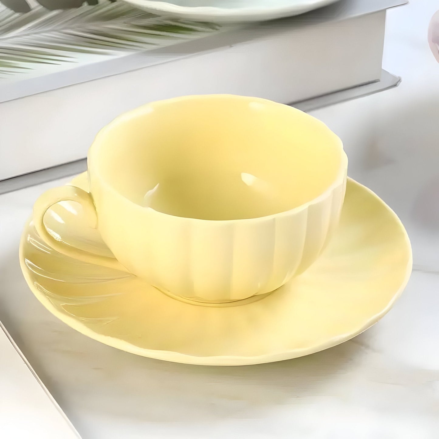 Pastellfarbiger Kürbis Kaffee Becher & Untertasse Set