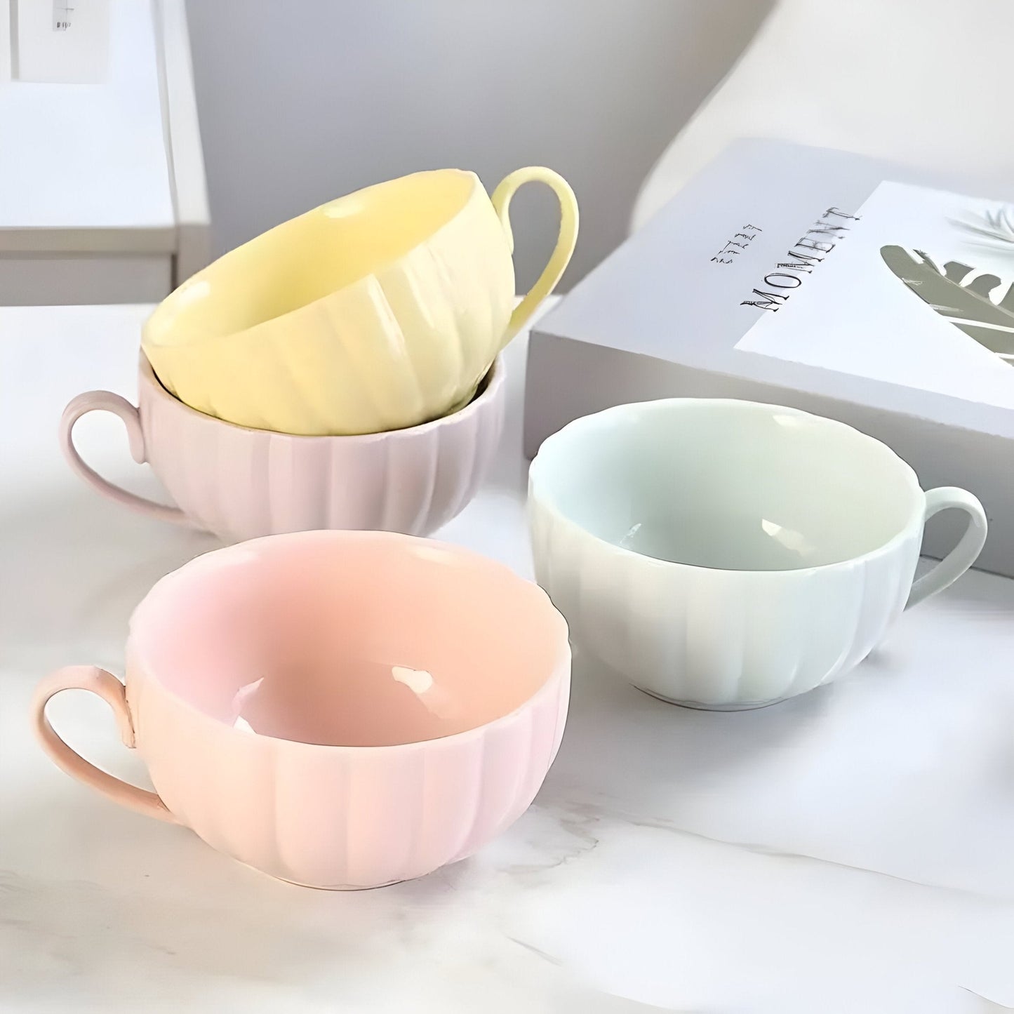 Pastellfarbiger Kürbis Kaffee Becher & Untertasse Set