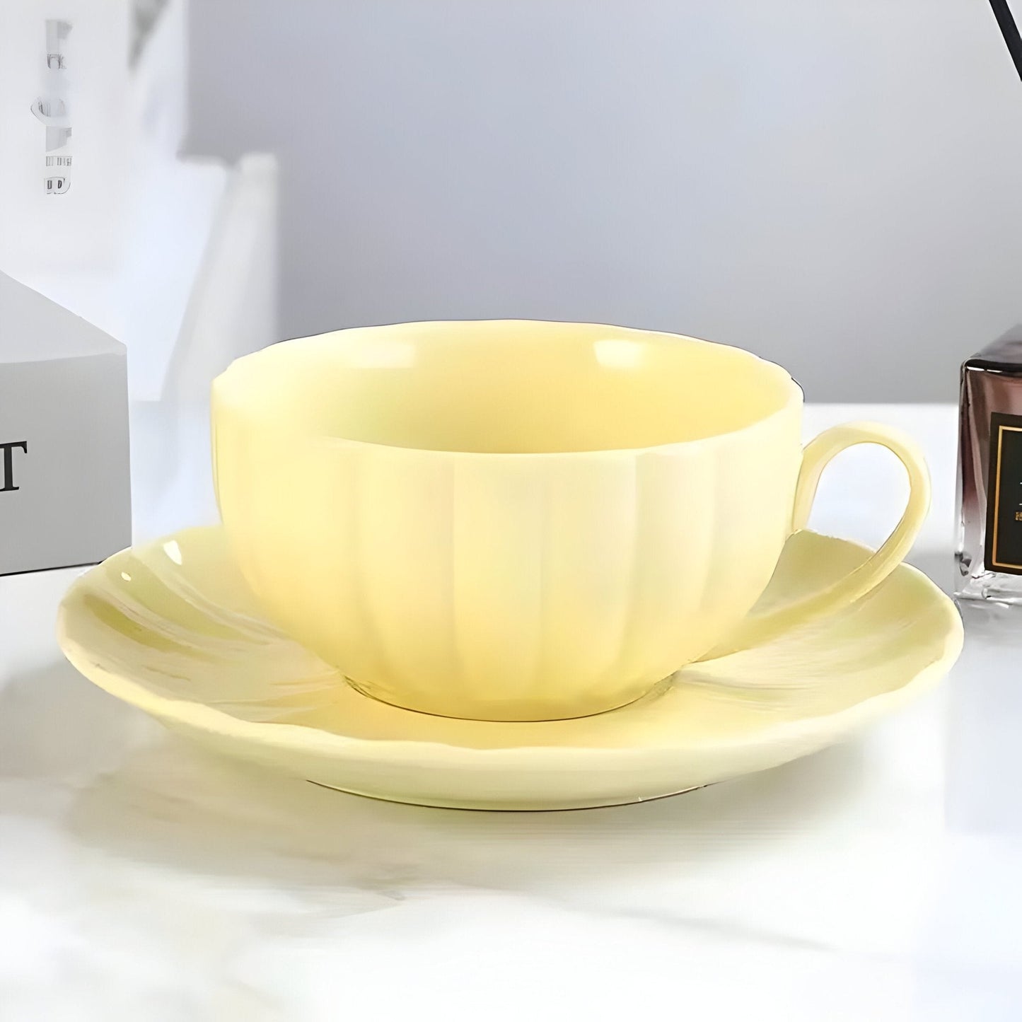 Pastellfarbiger Kürbis Kaffee Becher & Untertasse Set