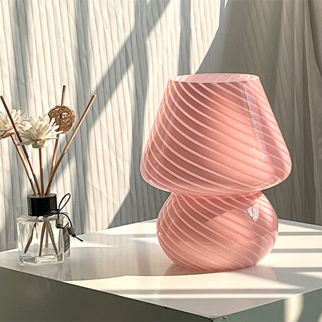 LED-Schreibtischlampe in Pilzform aus Glas