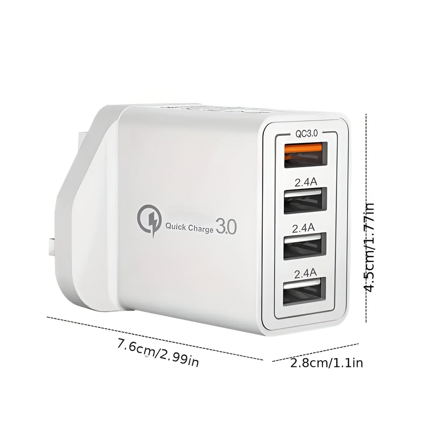 4-Port USB Schnellladegerät - UK Stecker