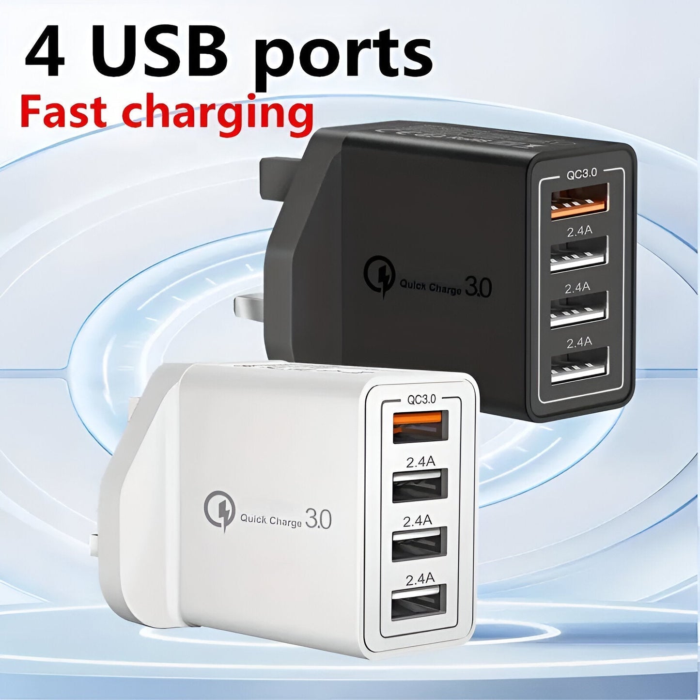 4-Port USB Schnellladegerät - UK Stecker