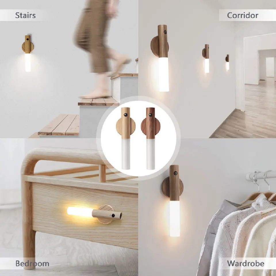 Wandleuchte tragbare LED Holz drahtlose Lampe