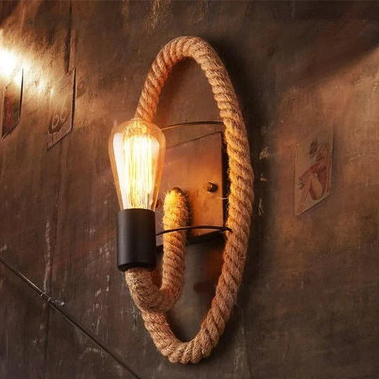 Vintage Seil Wandlicht - Rustikale Industrie Wandlampe