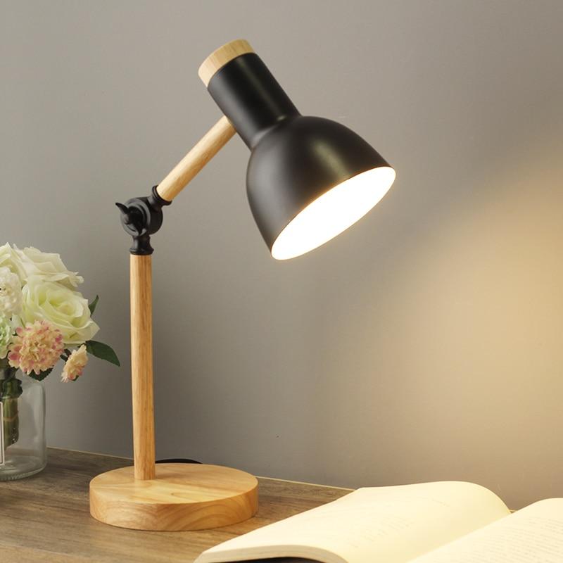 Royallure Holz Nordic Tischlampe - Verstellbar, Minimalistisches Design, E26/E27 Fassung