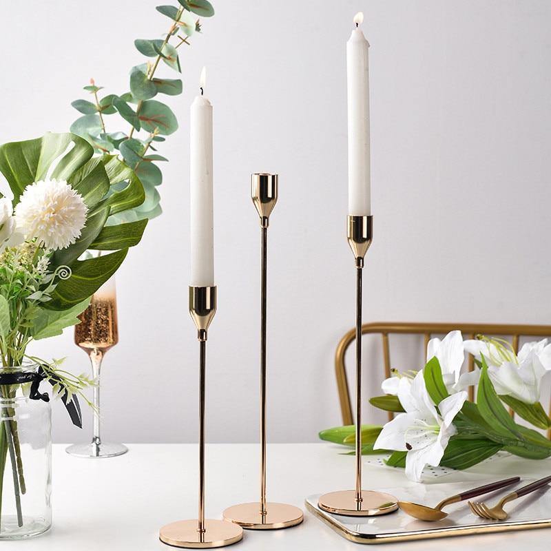 3-teiliges Gold Kerzenhalter-Set
