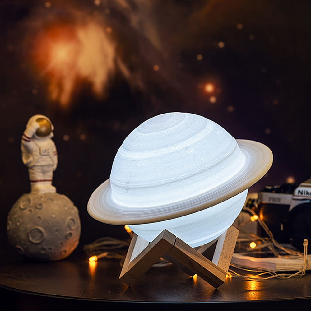 3D Saturnlampe – Realistische Planeten-Nachtlampe für kosmisch inspiriertes Wohnambiente