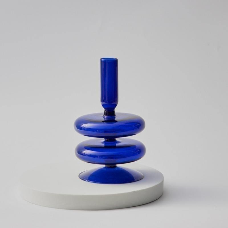 Garduru Glas-Kerzenhalter | Elegantes Design | Tafelkerzenhalter in Blau