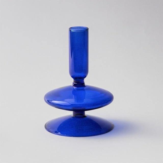 Garduru Glas-Kerzenhalter | Elegantes Design | Tafelkerzenhalter in Blau