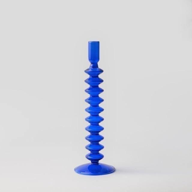 Garduru Glas-Kerzenhalter | Elegantes Design | Tafelkerzenhalter in Blau