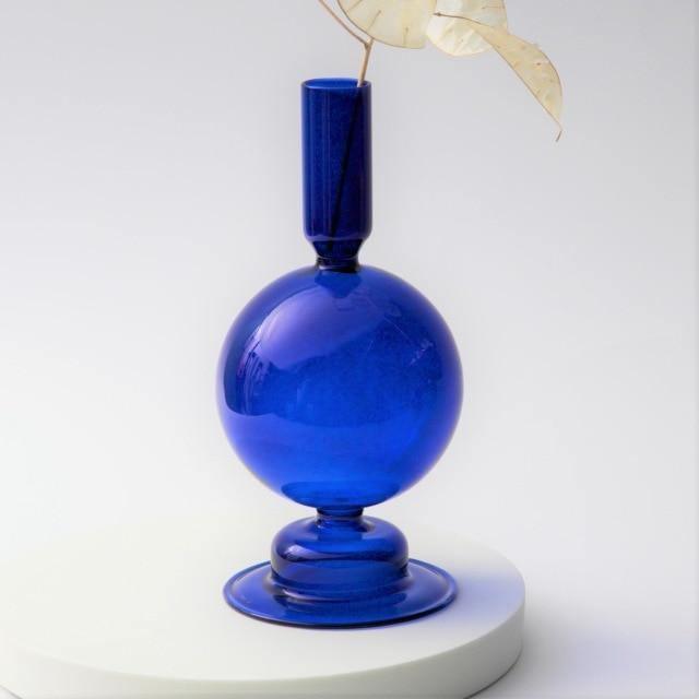 Garduru Glas-Kerzenhalter | Elegantes Design | Tafelkerzenhalter in Blau