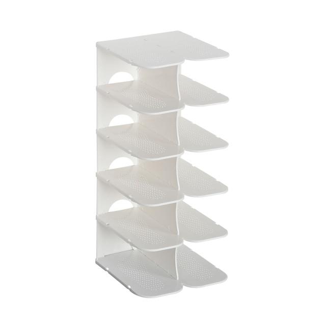 Modular 6-Schicht Schuhaufbewahrung Regale – Stapelbarer und faltbarer Organizer aus strapazierfähigem Polypropylen in Beige, Grau oder Weiß