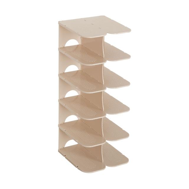 Modular 6-Schicht Schuhaufbewahrung Regale – Stapelbarer und faltbarer Organizer aus strapazierfähigem Polypropylen in Beige, Grau oder Weiß