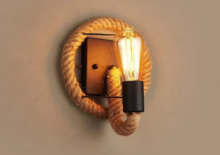 Vintage Seil Wandlicht - Rustikale Industrie Wandlampe