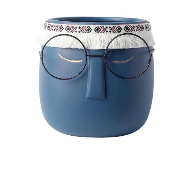 Garduru Keramik Blumentopf mit Brille & Stirnband Modernes Design