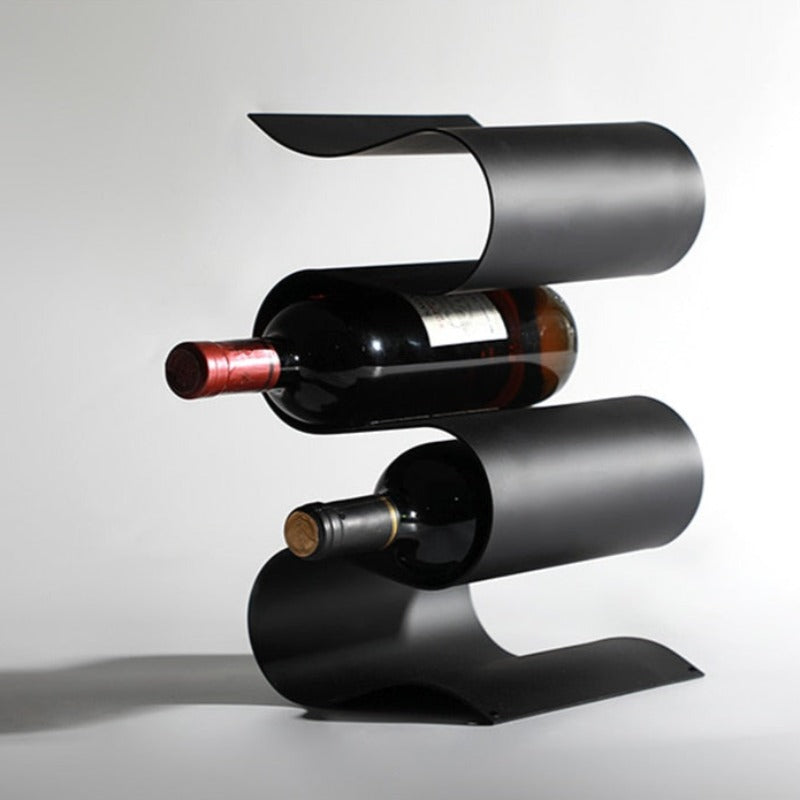 VinoFlow – Stylischer Metall-Weinregal mit elegantem wellenförmigem Design für 4 Flaschen
