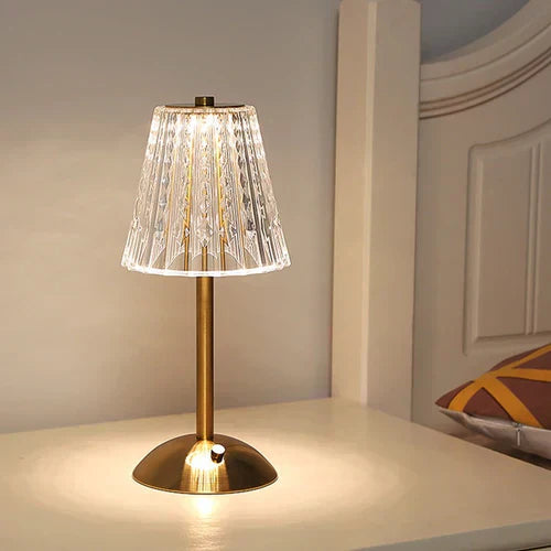 Tischlampe Kristallgold LED - Modernes Design mit Touch-Funktion und kabellos