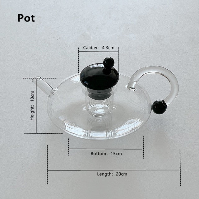 3-teiliges schwarzes Teekannenset