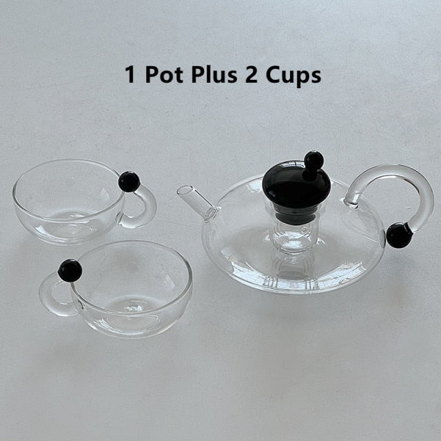 3-teiliges schwarzes Teekannenset