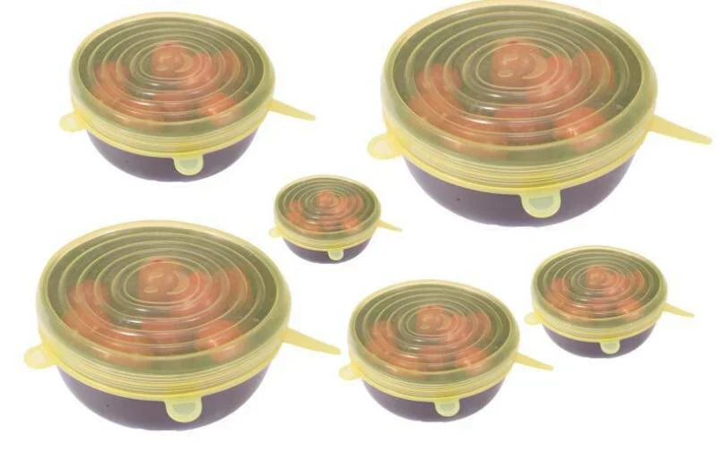 StretchFit Silikon Deckel – 6er-Pack Wiederverwendbare Abdeckungen