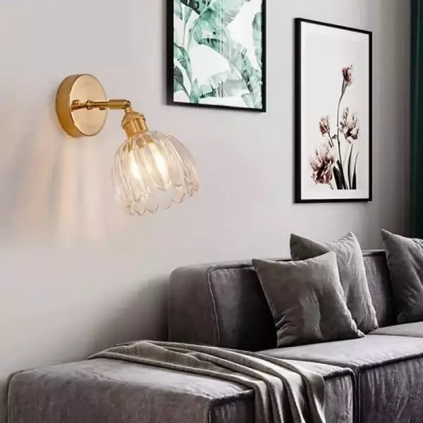 Wandleuchte Vintage Glas Messing Wandleuchte