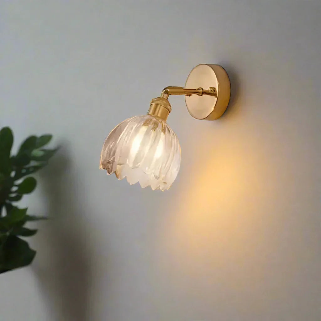 Wandleuchte Vintage Glas Messing Wandleuchte