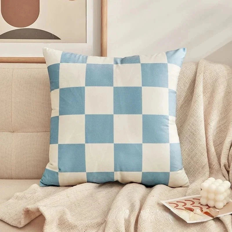 Retro-Stil Geprüft Plaid Kissenbezug