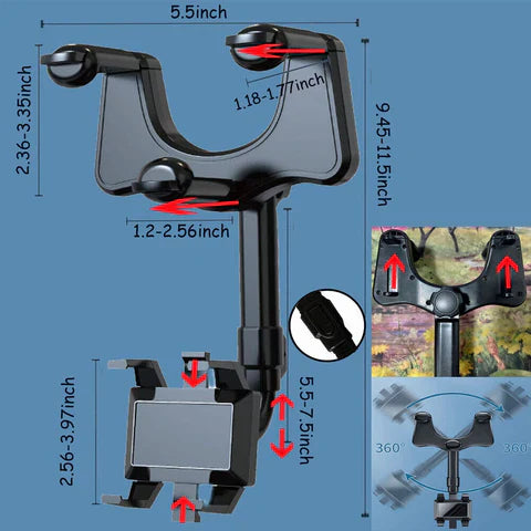Luxora Universeller Auto Innenspiegel Freisprecheinrichtungs-Handyhalter