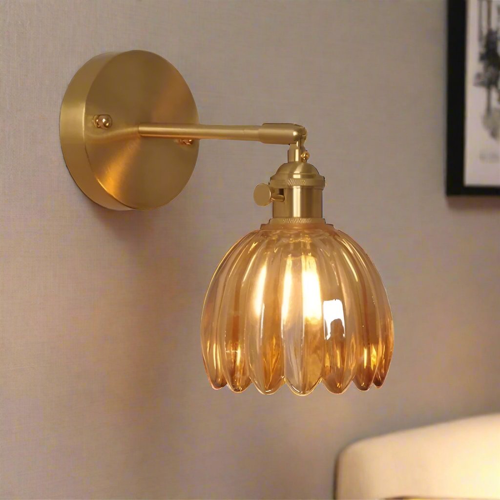Wandleuchte Vintage Glas Messing Wandleuchte