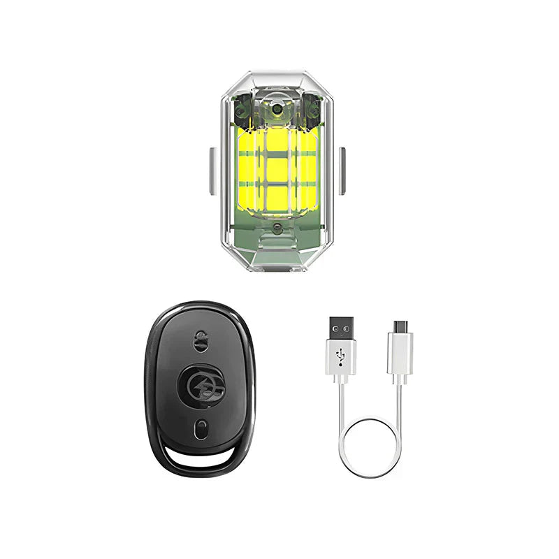 Wiederaufladbares kabelloses LED-Motorrücklicht mit Fernbedienung für Brems- und Warnsignale