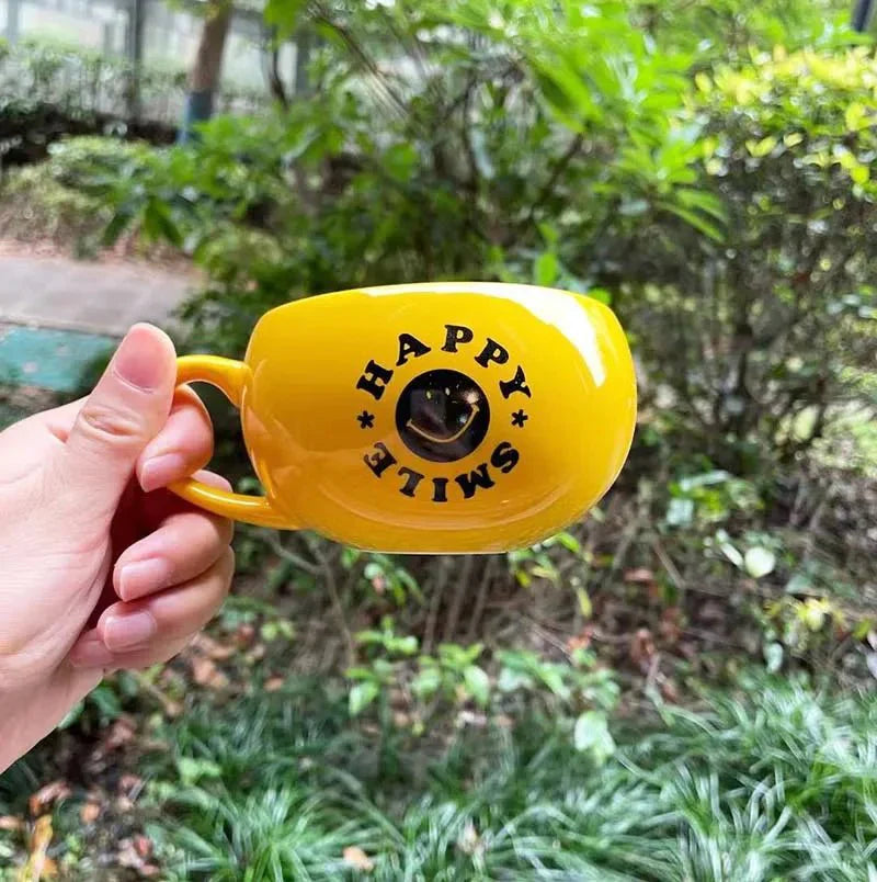 JoySip – Verspielt Keramiktasse mit Smiley-Gesicht für einen glücklichen Start