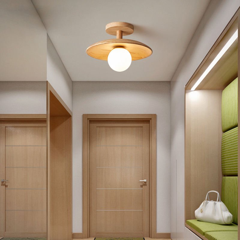 Minimalistische Holz-Deckenleuchte Im Japanischen Stil