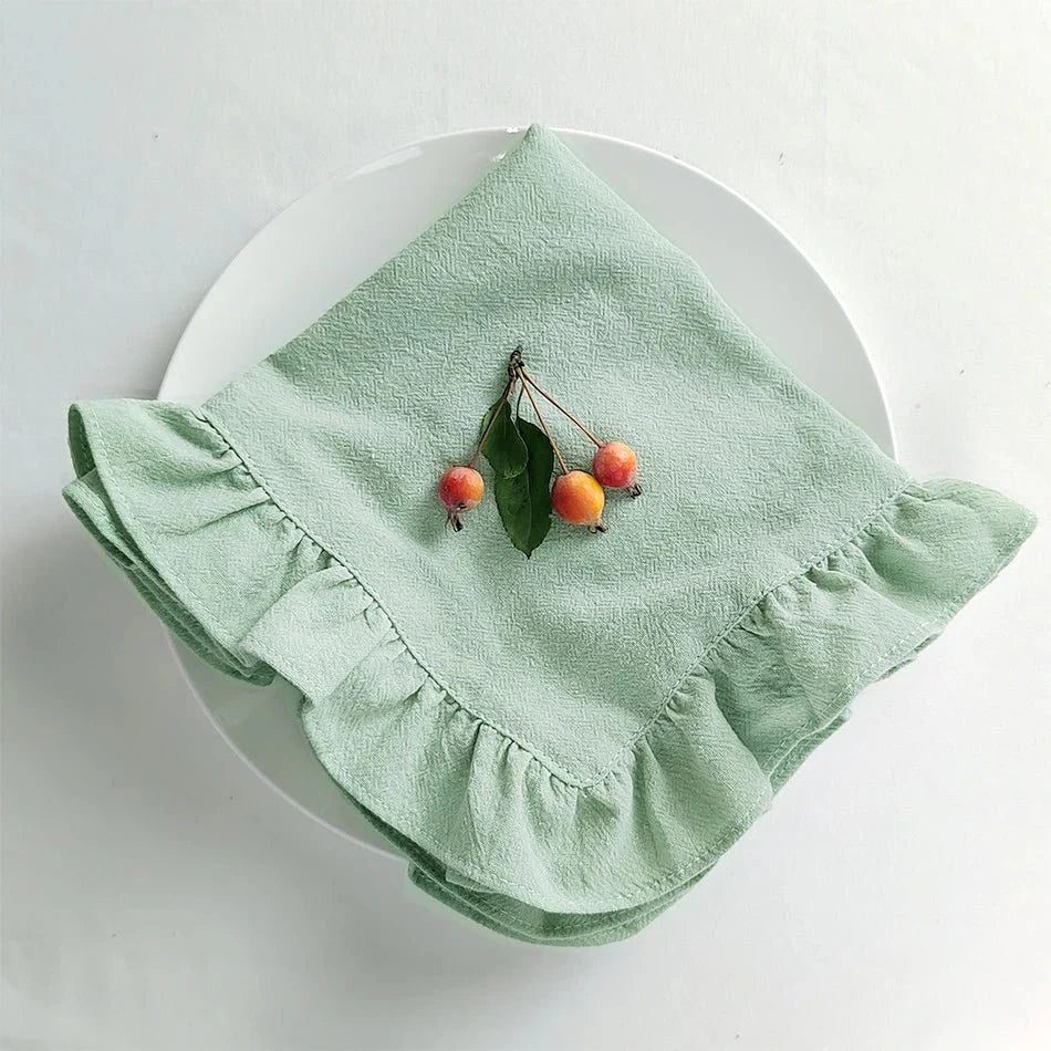 Zehnteilige Set aus weichen Baumwollrüschenservietten