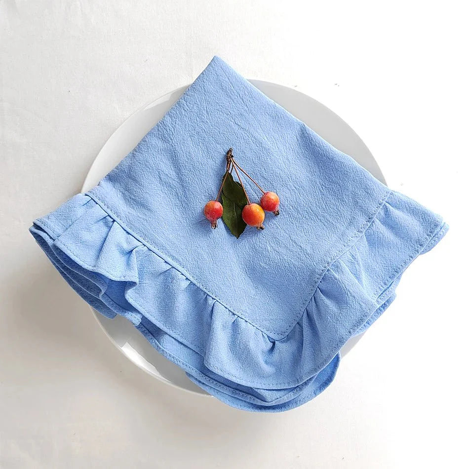 Zehnteilige Set aus weichen Baumwollrüschenservietten