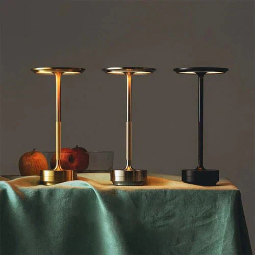 Tischlampe gold Metall kabellos LED Licht