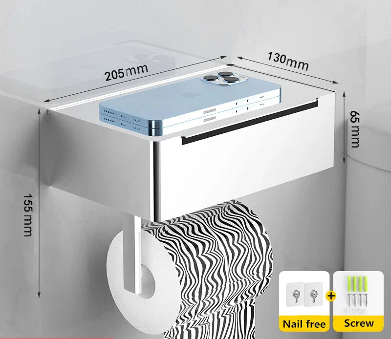 Edelstahl Badezimmer Toilettenpapierrollenhalter mit Telefonablage