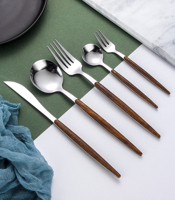 Holzgriff-Besteck-Set