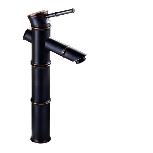 Schwarzer Bambus Messing Wasserfall Badezimmer Waschbecken Armatur Mischbatterie